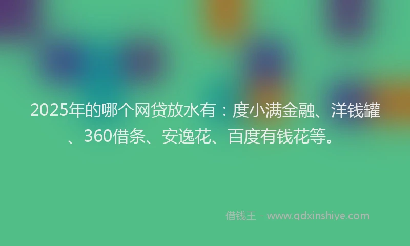 2025年的哪个网贷放水有：度小满金融、洋钱罐、360借条、安逸花、百度有钱花等。