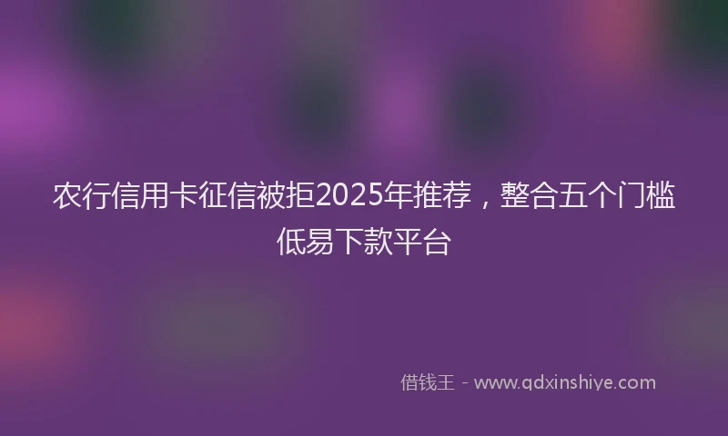 农行信用卡征信被拒2025年推荐，整合五个门槛低易下款平台