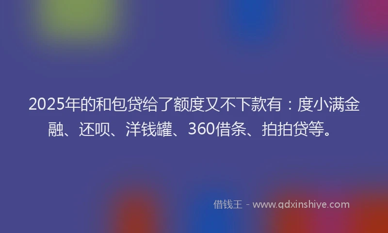 2025年的和包贷给了额度又不下款有：度小满金融、还呗、洋钱罐、360借条、拍拍贷等。