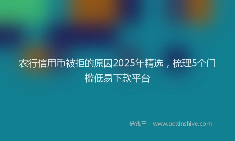 农行信用币被拒的原因2025年精选，梳理5个门槛低易下款平台