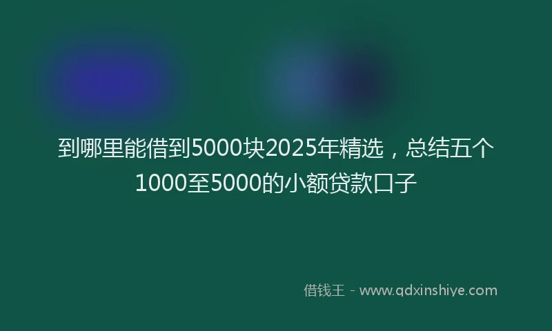 到哪里能借到5000块2025年精选，总结五个1000至5000的小额贷款口子