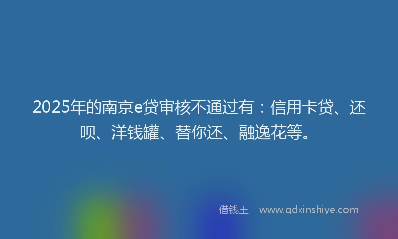 2025年的南京e贷审核不通过有：信用卡贷、还呗、洋钱罐、替你还、融逸花等。