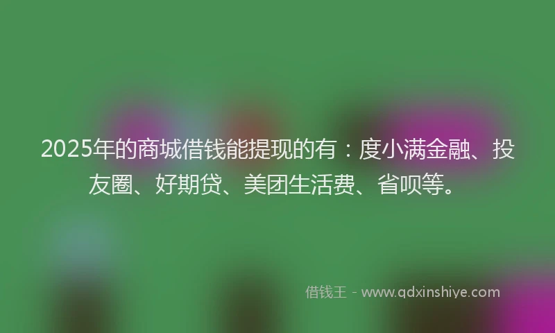 2025年的商城借钱能提现的有：度小满金融、投友圈、好期贷、美团生活费、省呗等。