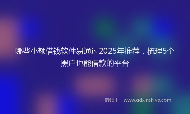 哪些小额借钱软件易通过2025年推荐，梳理5个黑户也能借款的平台
