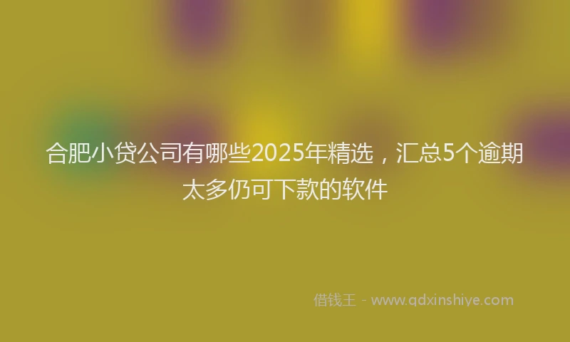 合肥小贷公司有哪些2025年精选，汇总5个逾期太多仍可下款的软件