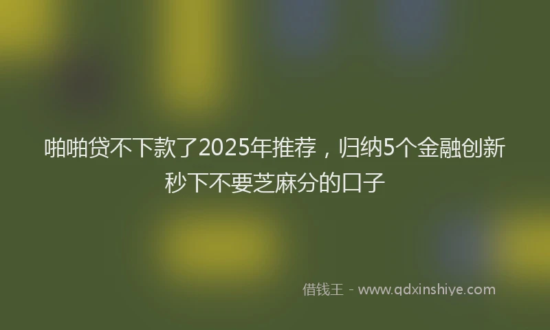 啪啪贷不下款了2025年推荐，归纳5个金融创新秒下不要芝麻分的口子