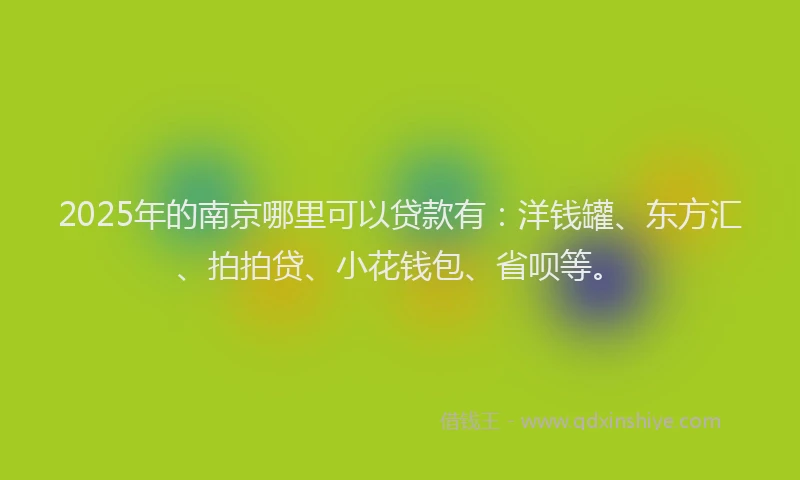 2025年的南京哪里可以贷款有：洋钱罐、东方汇、拍拍贷、小花钱包、省呗等。