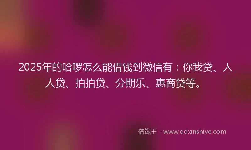2025年的哈啰怎么能借钱到微信有：你我贷、人人贷、拍拍贷、分期乐、惠商贷等。