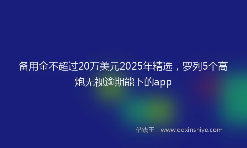 备用金不超过20万美元2025年精选，罗列5个高炮无视逾期能下的app