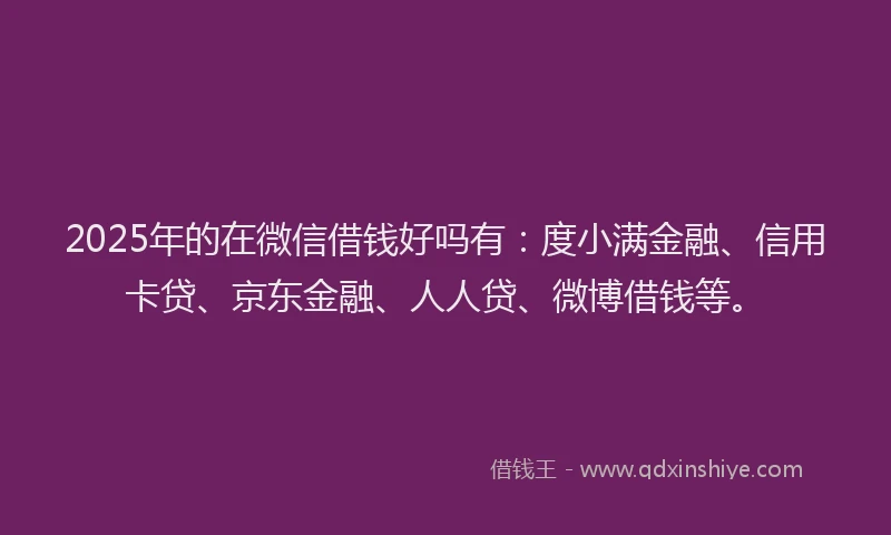 2025年的在微信借钱好吗有：度小满金融、信用卡贷、京东金融、人人贷、微博借钱等。
