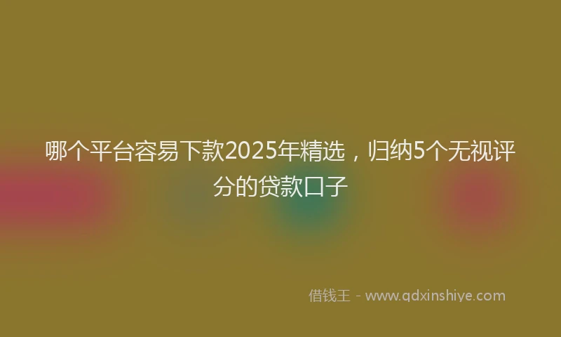哪个平台容易下款2025年精选，归纳5个无视评分的贷款口子