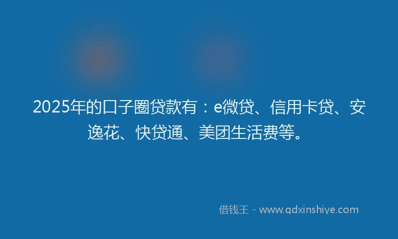 2025年的口子圈贷款有：e微贷、信用卡贷、安逸花、快贷通、美团生活费等。