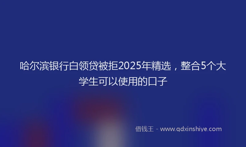 哈尔滨银行白领贷被拒2025年精选，整合5个大学生可以使用的口子