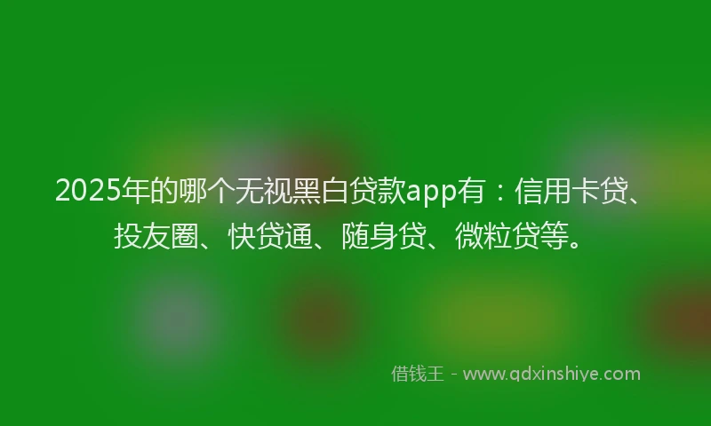 2025年的哪个无视黑白贷款app有：信用卡贷、投友圈、快贷通、随身贷、微粒贷等。