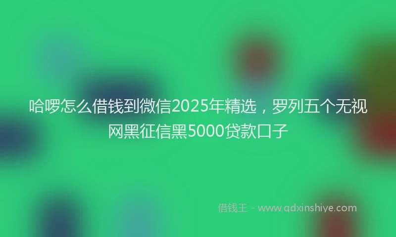 哈啰怎么借钱到微信2025年精选，罗列五个无视网黑征信黑5000贷款口子
