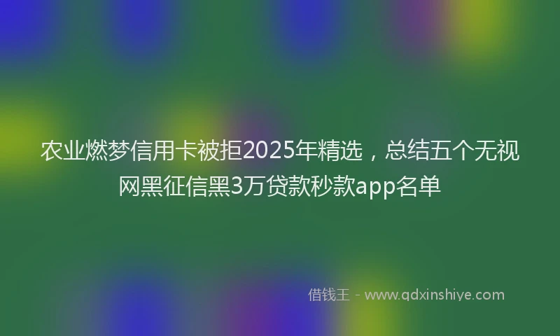 农业燃梦信用卡被拒2025年精选，总结五个无视网黑征信黑3万贷款秒款app名单