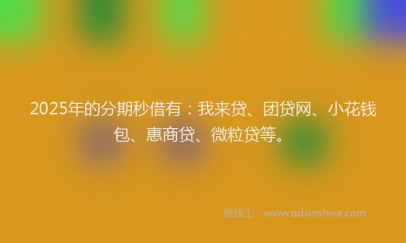 2025年的分期秒借有：我来贷、团贷网、小花钱包、惠商贷、微粒贷等。