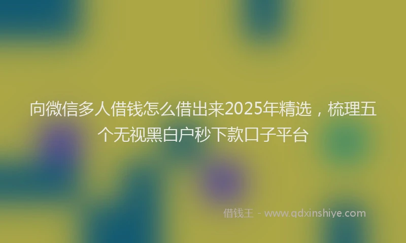 向微信多人借钱怎么借出来2025年精选，梳理五个无视黑白户秒下款口子平台