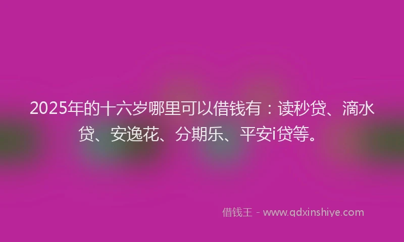 2025年的十六岁哪里可以借钱有：读秒贷、滴水贷、安逸花、分期乐、平安i贷等。