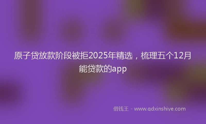 原子贷放款阶段被拒2025年精选，梳理五个12月能贷款的app