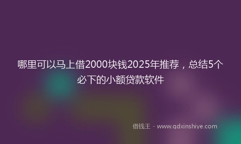 哪里可以马上借2000块钱2025年推荐，总结5个必下的小额贷款软件