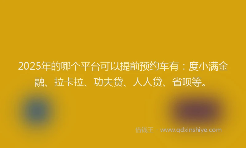 2025年的哪个平台可以提前预约车有：度小满金融、拉卡拉、功夫贷、人人贷、省呗等。
