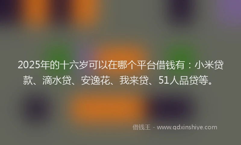 2025年的十六岁可以在哪个平台借钱有：小米贷款、滴水贷、安逸花、我来贷、51人品贷等。