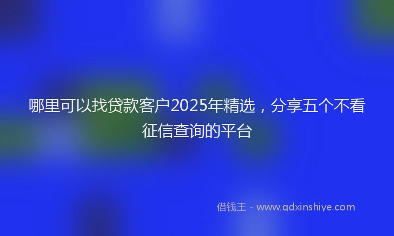 哪里可以找贷款客户2025年精选，分享五个不看征信查询的平台