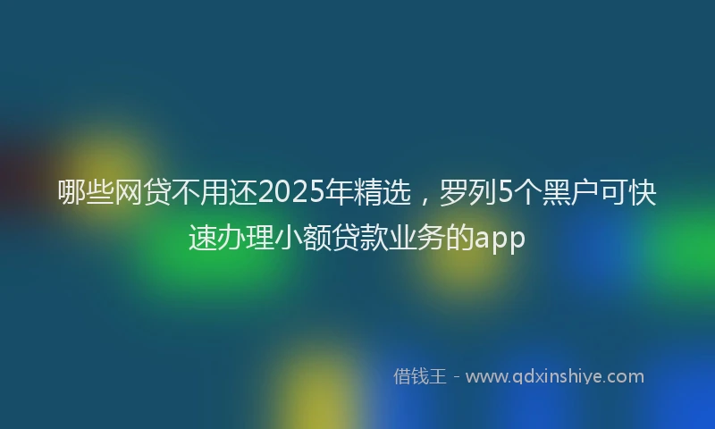 哪些网贷不用还2025年精选，罗列5个黑户可快速办理小额贷款业务的app