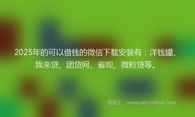 2025年的可以借钱的微信下载安装有：洋钱罐、我来贷、团贷网、省呗、微粒贷等。
