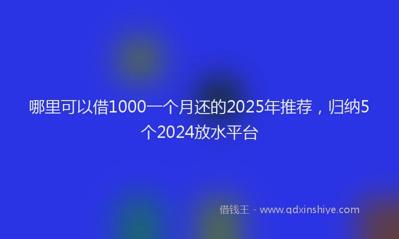 哪里可以借1000一个月还的2025年推荐，归纳5个2024放水平台