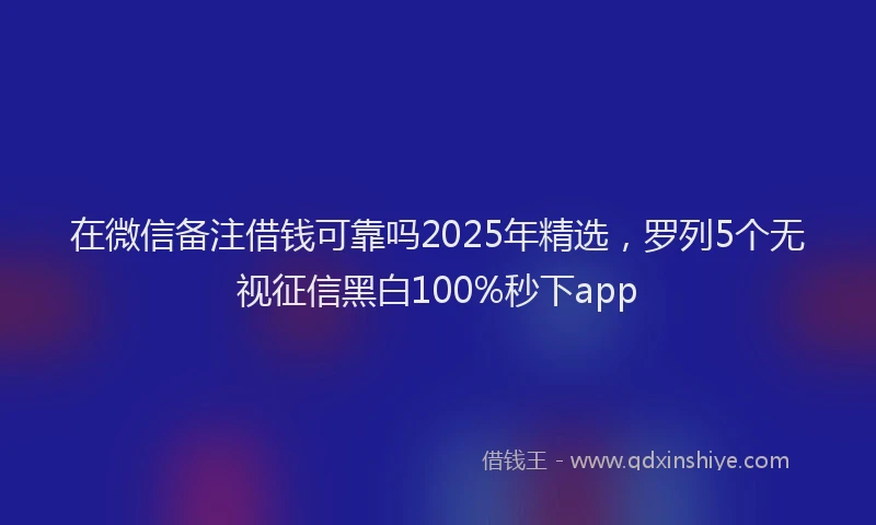 在微信备注借钱可靠吗2025年精选，罗列5个无视征信黑白100%秒下app