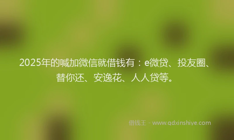 2025年的喊加微信就借钱有：e微贷、投友圈、替你还、安逸花、人人贷等。