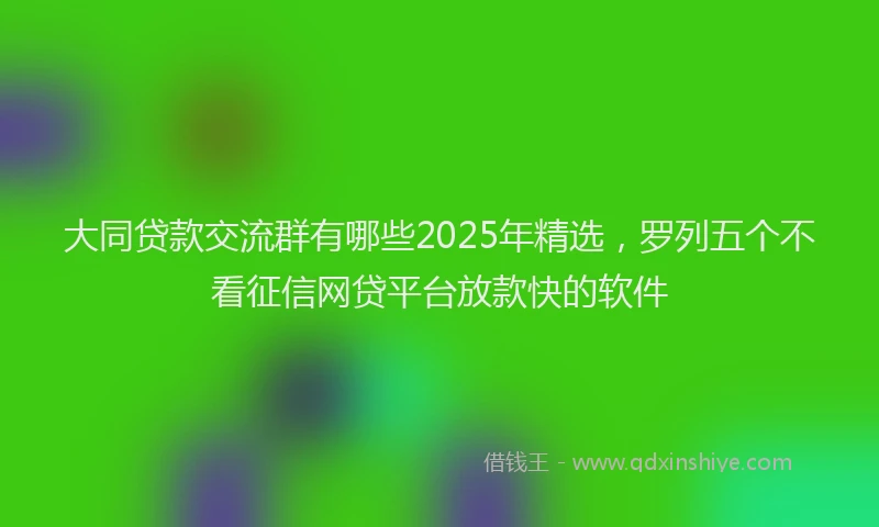 大同贷款交流群有哪些2025年精选，罗列五个不看征信网贷平台放款快的软件
