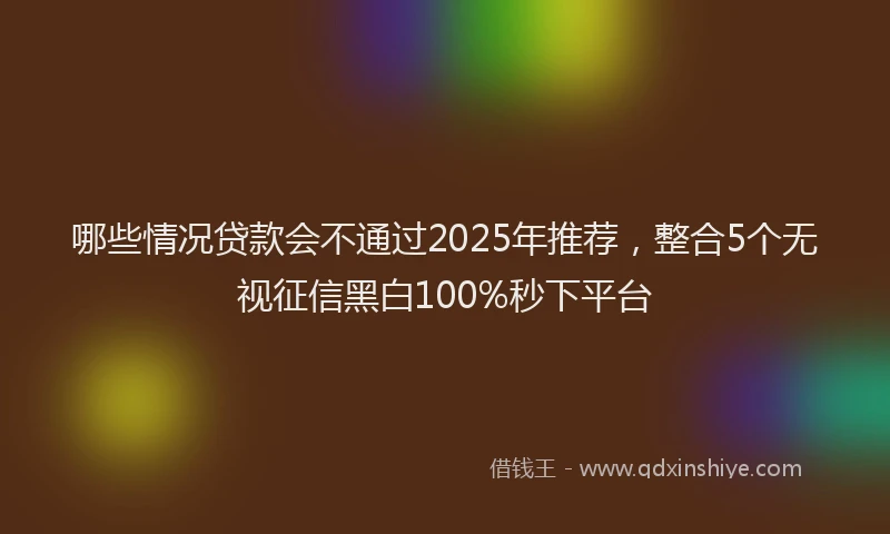 哪些情况贷款会不通过2025年推荐，整合5个无视征信黑白100%秒下平台