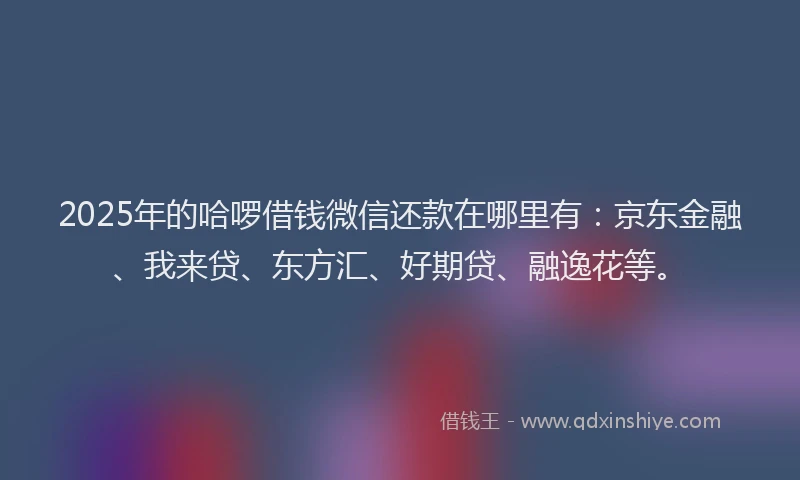 2025年的哈啰借钱微信还款在哪里有：京东金融、我来贷、东方汇、好期贷、融逸花等。