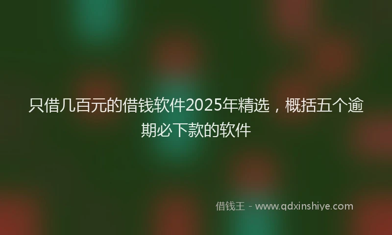 只借几百元的借钱软件2025年精选，概括五个逾期必下款的软件