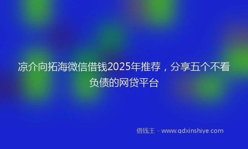 凉介向拓海微信借钱2025年推荐，分享五个不看负债的网贷平台