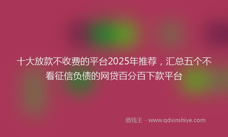 十大放款不收费的平台2025年推荐，汇总五个不看征信负债的网贷百分百下款平台