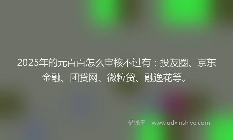 2025年的元百百怎么审核不过有：投友圈、京东金融、团贷网、微粒贷、融逸花等。
