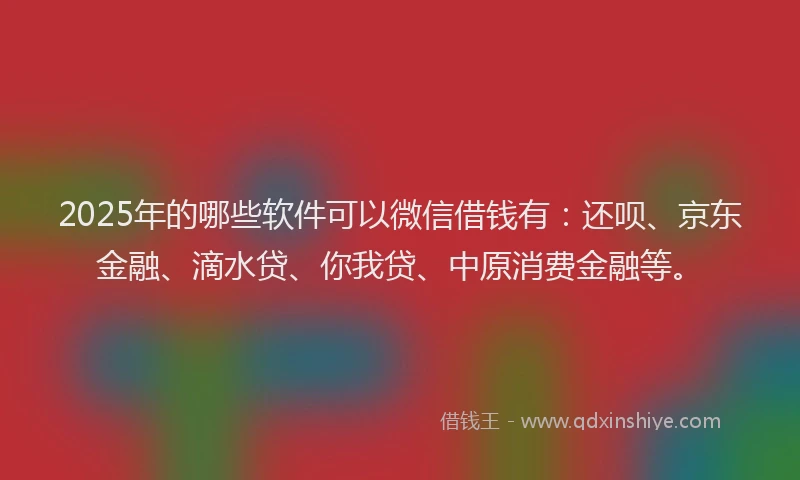 2025年的哪些软件可以微信借钱有：还呗、京东金融、滴水贷、你我贷、中原消费金融等。