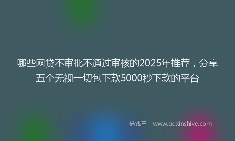 哪些网贷不审批不通过审核的2025年推荐，分享五个无视一切包下款5000秒下款的平台