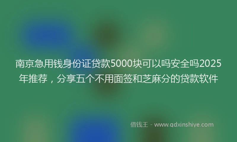 南京急用钱身份证贷款5000块可以吗安全吗2025年推荐，分享五个不用面签和芝麻分的贷款软件