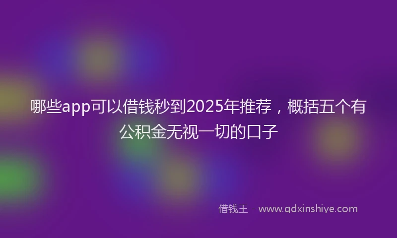 哪些app可以借钱秒到2025年推荐，概括五个有公积金无视一切的口子