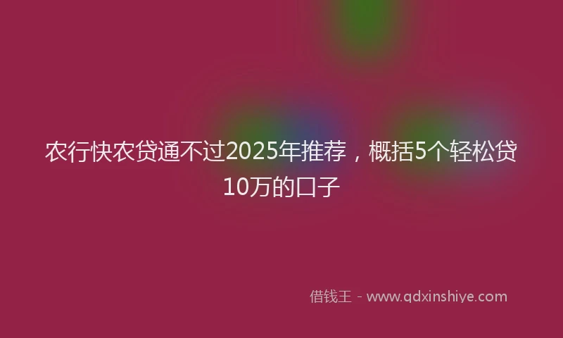 农行快农贷通不过2025年推荐，概括5个轻松贷10万的口子