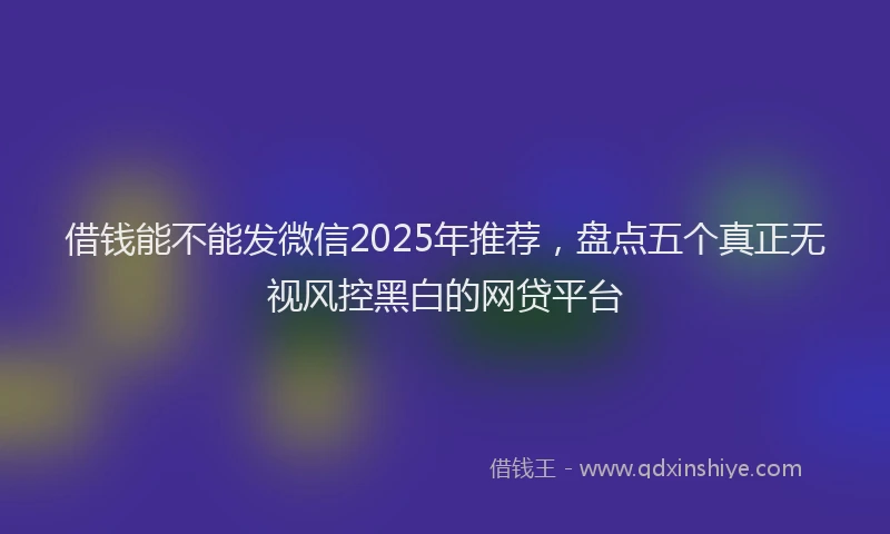 借钱能不能发微信2025年推荐，盘点五个真正无视风控黑白的网贷平台