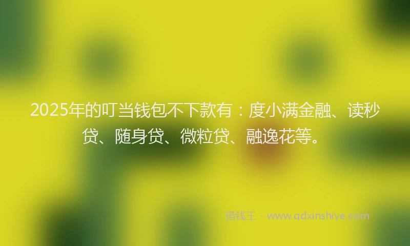 2025年的叮当钱包不下款有：度小满金融、读秒贷、随身贷、微粒贷、融逸花等。