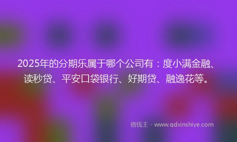 2025年的分期乐属于哪个公司有：度小满金融、读秒贷、平安口袋银行、好期贷、融逸花等。