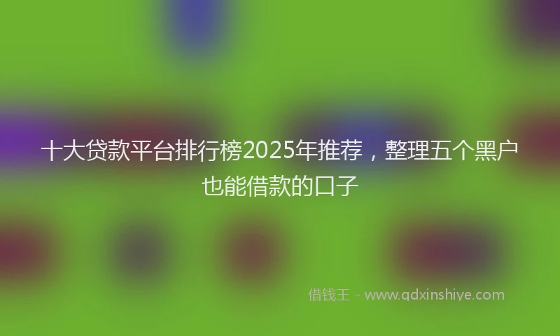 十大贷款平台排行榜2025年推荐，整理五个黑户也能借款的口子