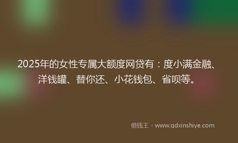 2025年的女性专属大额度网贷有：度小满金融、洋钱罐、替你还、小花钱包、省呗等。